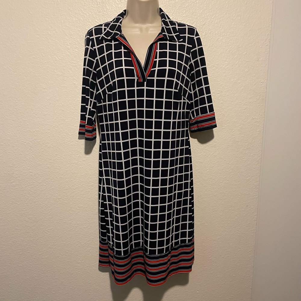 Enfocus Stylish Black and White Grid Dress.SZ 10